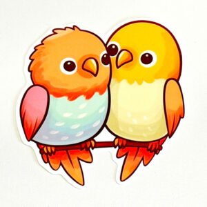 3" Sticker Decal - Cuddly Lovebirds